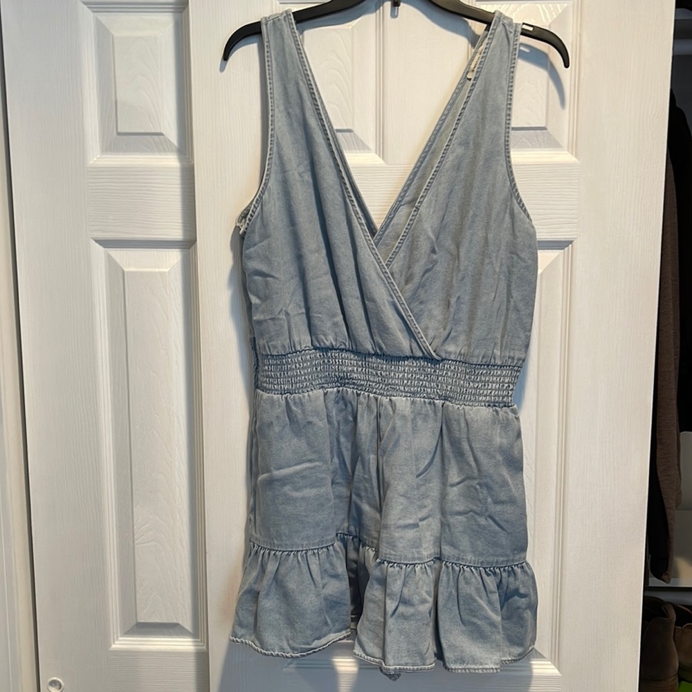American Eagle Outfitters Light Blue Denim Romper